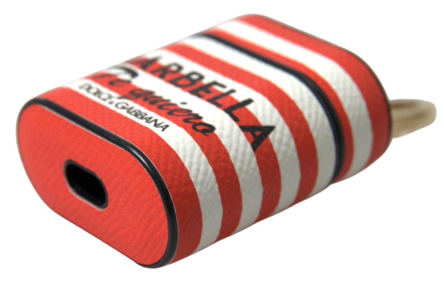 Dolce & Gabbana Orange Stripe Dauphine Leather Logo Strap Airpod Case – par Dolce & Gabbana | Disponible sur Sandy Store ByNet
