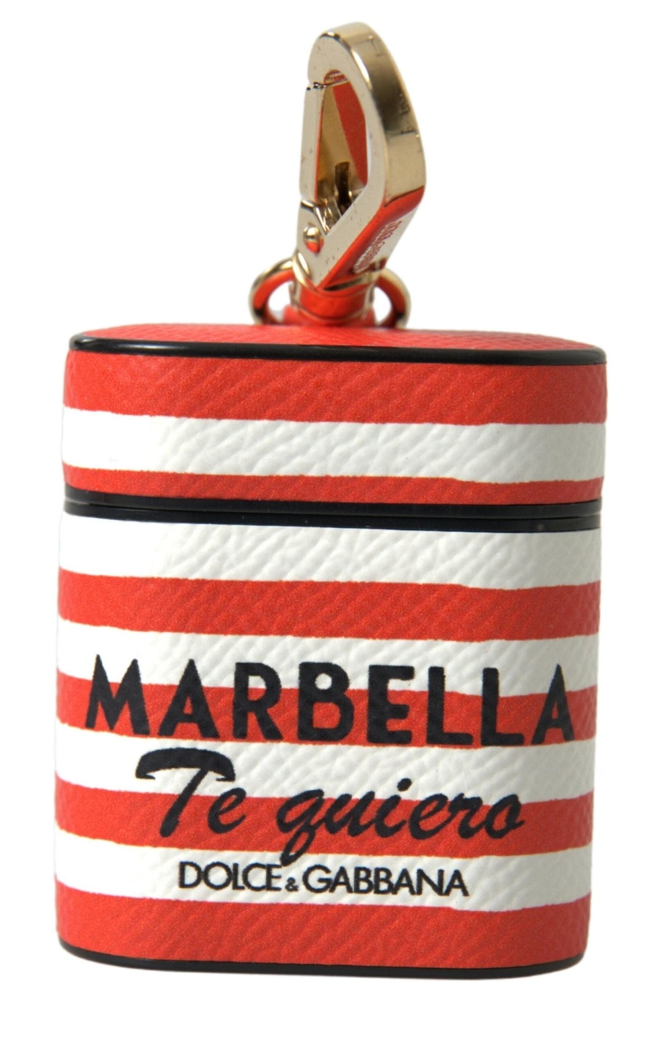 Dolce & Gabbana Orange Stripe Dauphine Leather Logo Strap Airpod Case – par Dolce & Gabbana | Disponible sur Sandy Store ByNet