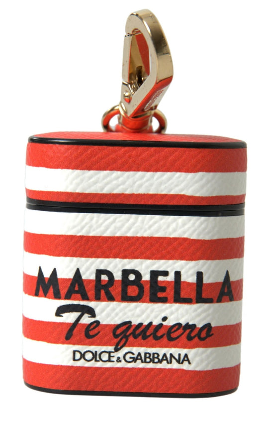 Dolce & Gabbana Orange Stripe Dauphine Leather Logo Strap Airpod Case – par Dolce & Gabbana | Disponible sur Sandy Store ByNet