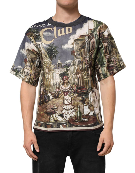 Dolce & Gabbana Palermo Jazz Club Linen Crew Neck Men T-shirt – IT44 | XS par Dolce & Gabbana | Disponible sur Sandy Store ByNet
