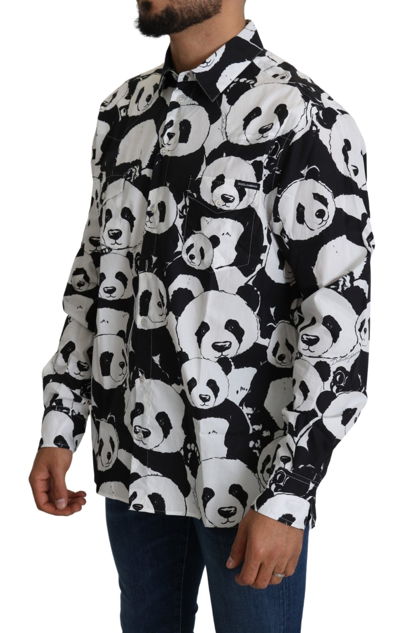 Dolce & Gabbana Panda Print Pure Cotton Shirt - Black White - Sandy Store ByNet