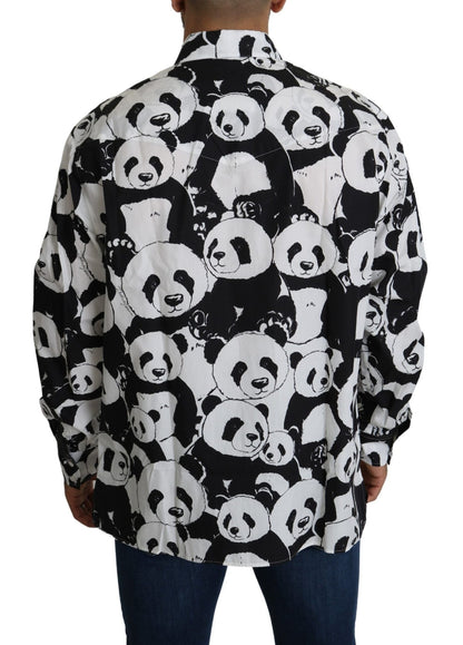 Dolce & Gabbana Panda Print Pure Cotton Shirt - Black White - Sandy Store ByNet