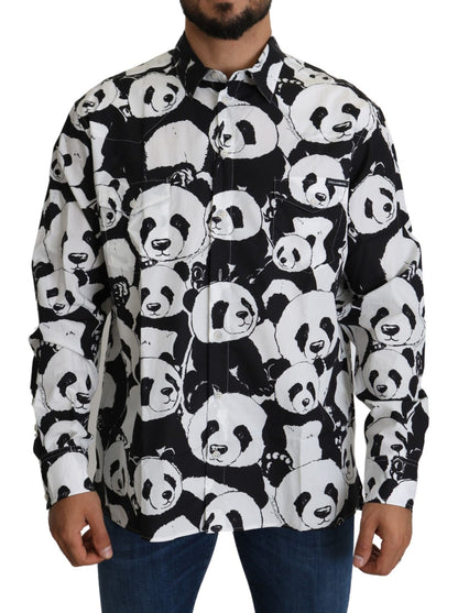 Dolce & Gabbana Panda Print Pure Cotton Shirt - Black White - Sandy Store ByNet
