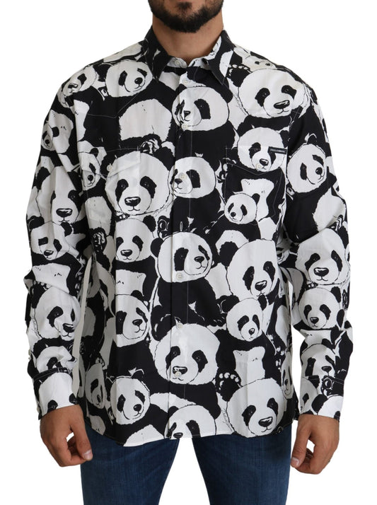 Dolce & Gabbana Panda Print Pure Cotton Shirt - Black White - Sandy Store ByNet