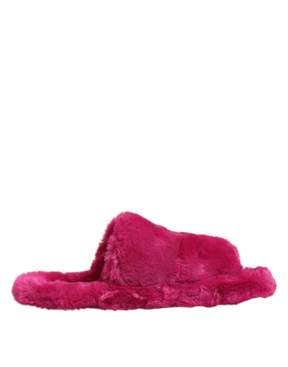 Dolce & Gabbana Pink Acrylic Faux Fur Mens Flats Sandals Shoes – EU40/US7 par Dolce & Gabbana | Disponible sur Sandy Store ByNet