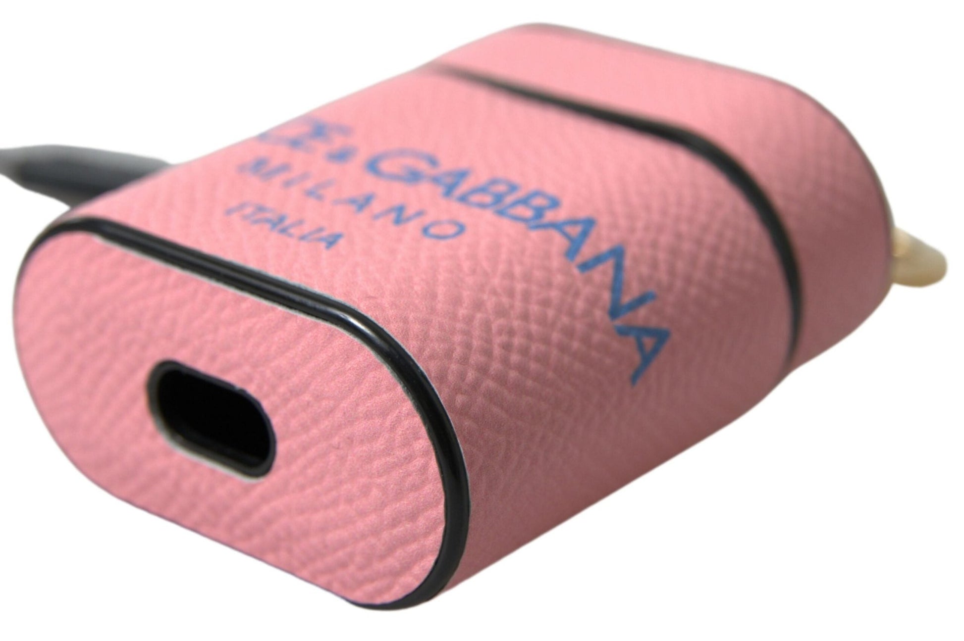 Dolce & Gabbana Pink Blue Calf Leather Logo Print Strap Airpods Case – par Dolce & Gabbana | Disponible sur Sandy Store ByNet