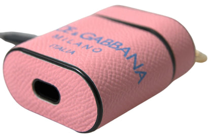 Dolce & Gabbana Pink Blue Calf Leather Logo Print Strap Airpods Case – par Dolce & Gabbana | Disponible sur Sandy Store ByNet