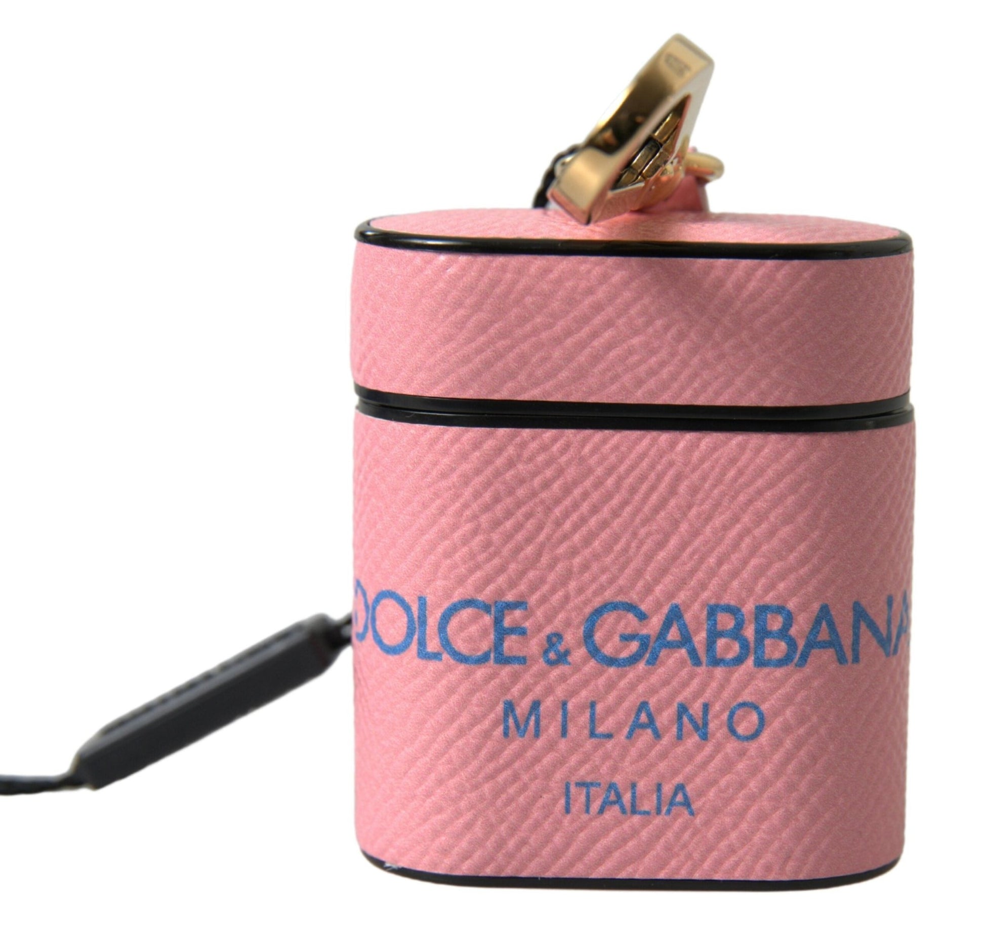 Dolce & Gabbana Pink Blue Calf Leather Logo Print Strap Airpods Case – par Dolce & Gabbana | Disponible sur Sandy Store ByNet