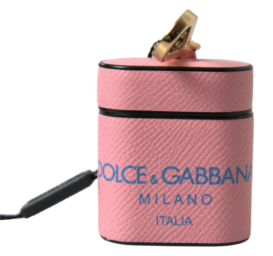 Dolce & Gabbana Pink Blue Calf Leather Logo Print Strap Airpods Case – par Dolce & Gabbana | Disponible sur Sandy Store ByNet