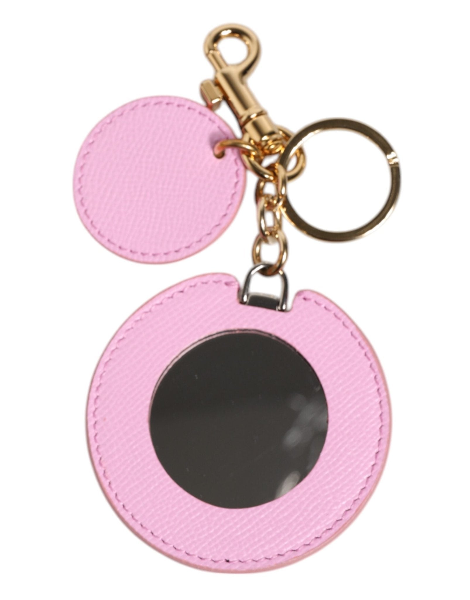 Dolce & Gabbana Pink Calf Leather Gold Metal Logo Print Keyring Keychain – par Dolce & Gabbana | Disponible sur Sandy Store ByNet