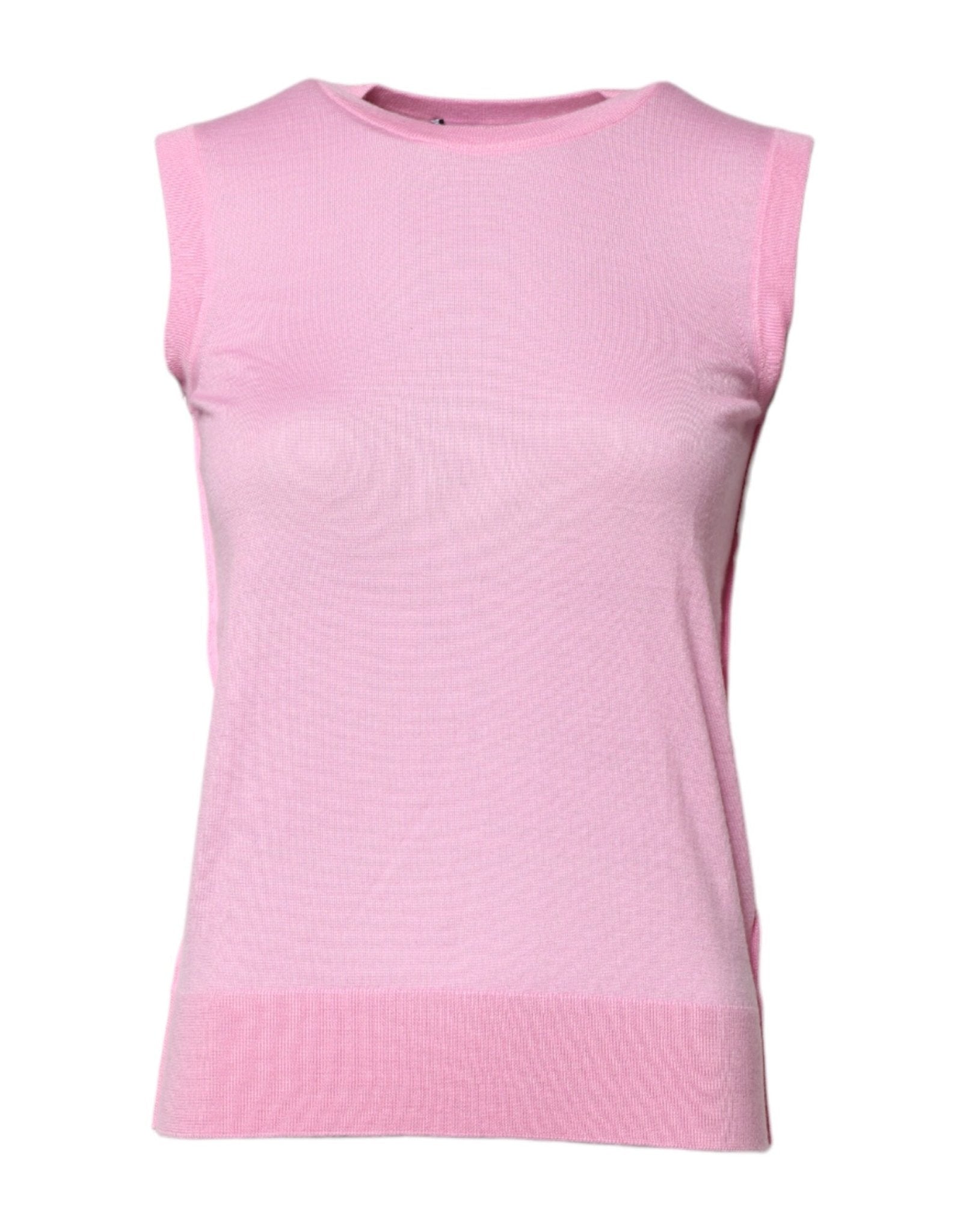 Dolce & Gabbana Pink Cashmere Round Neck Sleeveless Tank Top – IT36|XXS par Dolce & Gabbana | Disponible sur Sandy Store ByNet