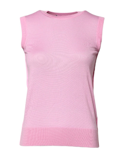 Dolce & Gabbana Pink Cashmere Round Neck Sleeveless Tank Top – IT36|XXS par Dolce & Gabbana | Disponible sur Sandy Store ByNet