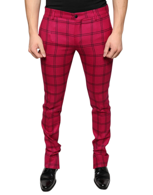 Dolce & Gabbana Pink Checkered Wool Skinny Pants – IT48 | M par Dolce & Gabbana | Disponible sur Sandy Store ByNet