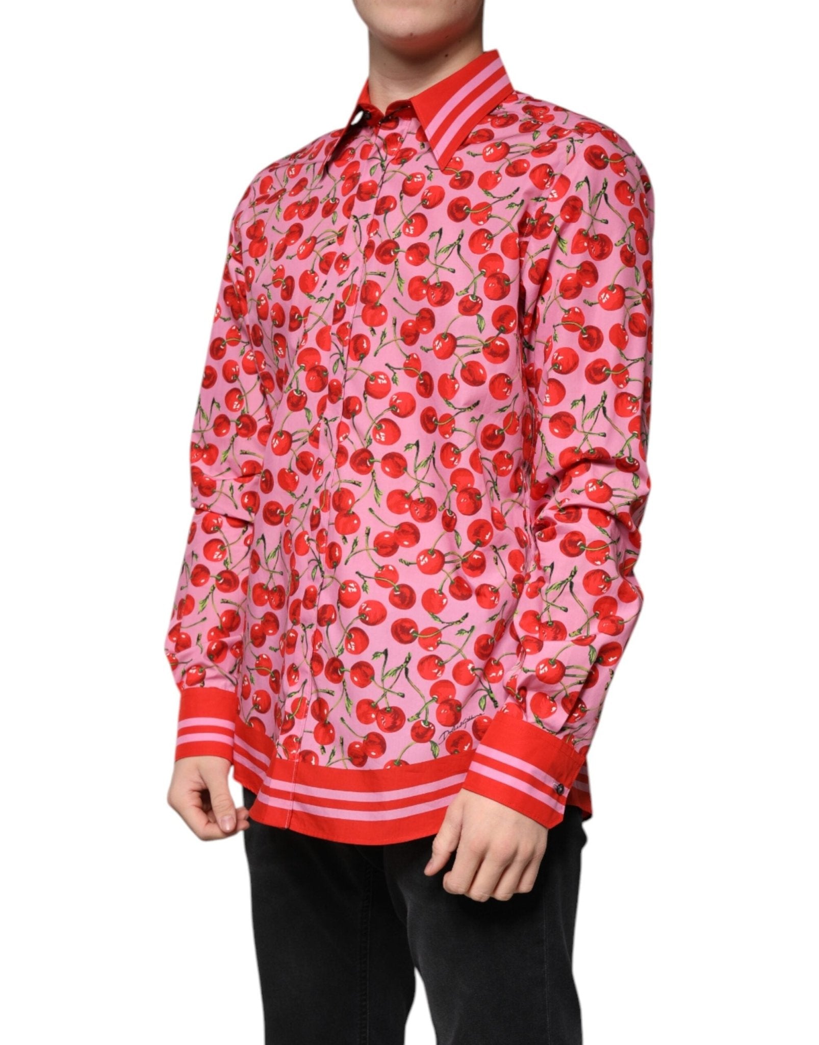 Dolce & Gabbana Pink Cherry Cotton Formal MARTINI Dress Shirt - Sandy Store ByNet