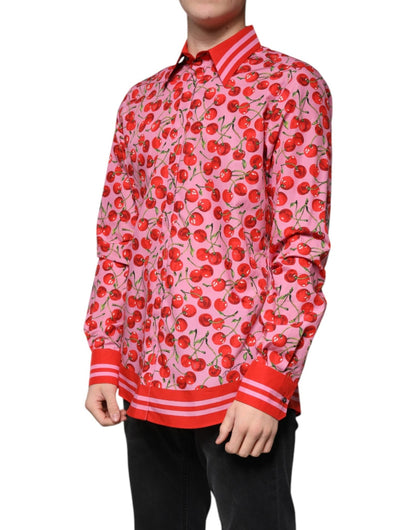Dolce & Gabbana Pink Cherry Cotton Formal MARTINI Dress Shirt - Sandy Store ByNet