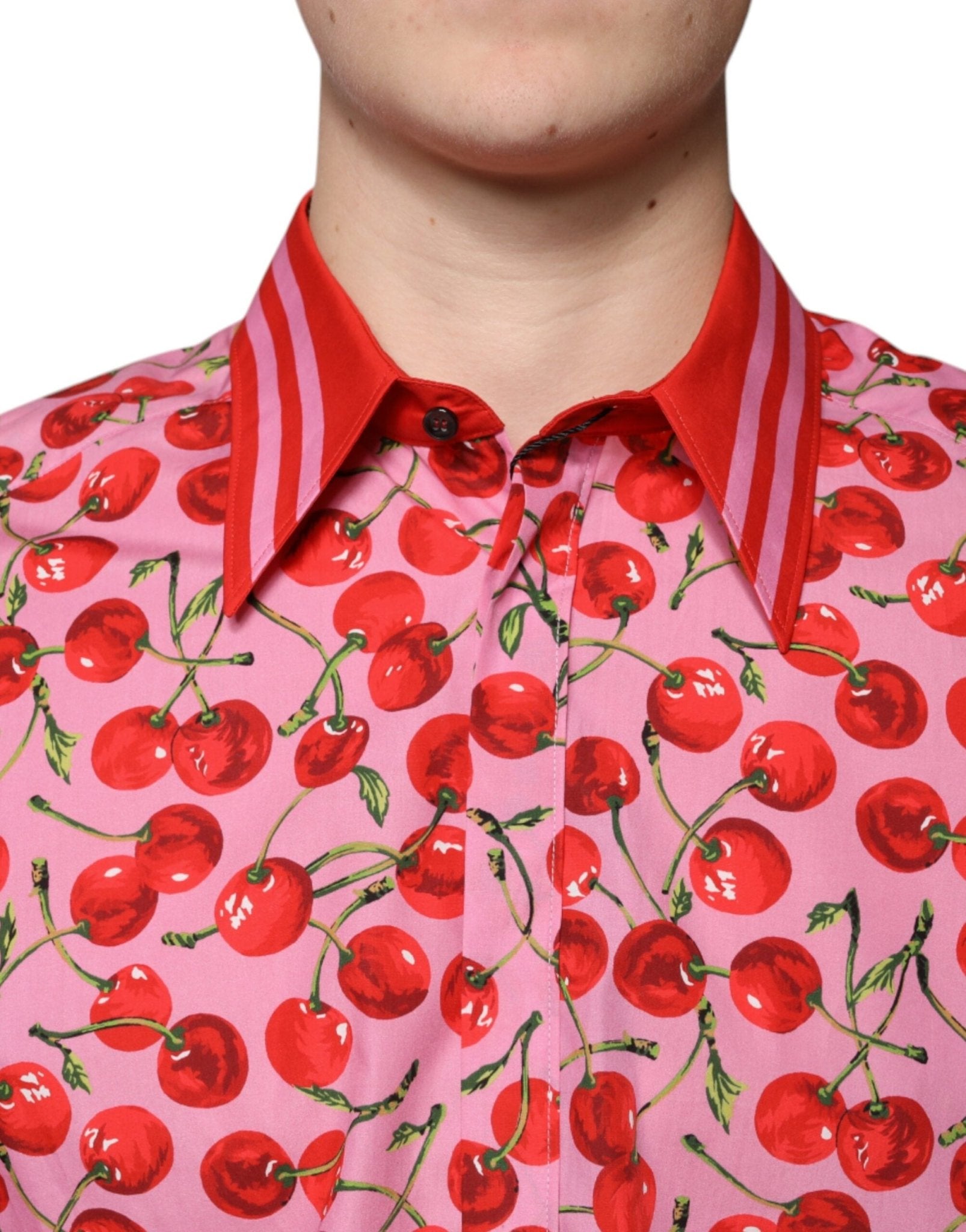 Dolce & Gabbana Pink Cherry Cotton Formal MARTINI Dress Shirt - Sandy Store ByNet