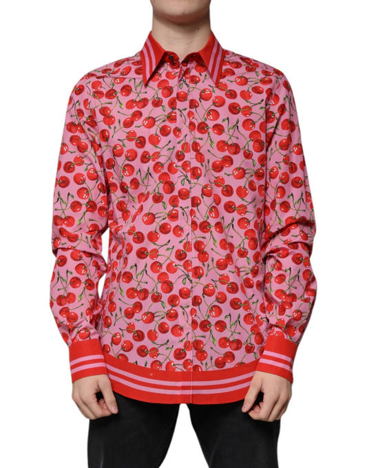 Dolce & Gabbana Pink Cherry Cotton Formal MARTINI Dress Shirt - Sandy Store ByNet