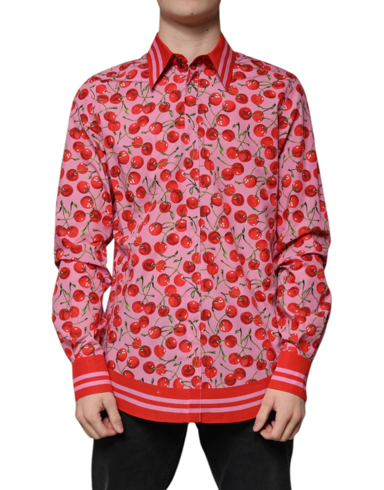 Dolce & Gabbana Pink Cherry Cotton Formal MARTINI Dress Shirt - Sandy Store ByNet