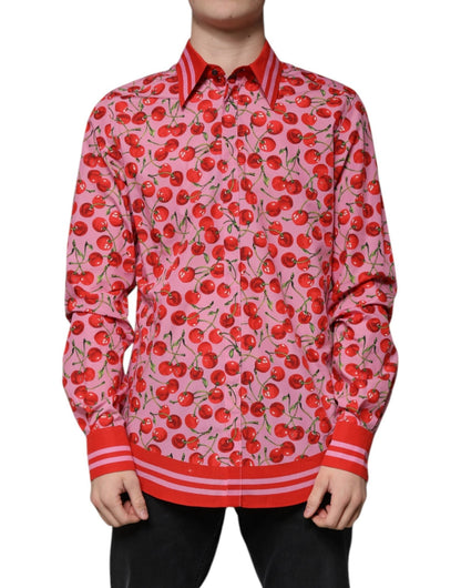 Dolce & Gabbana Pink Cherry Cotton Formal MARTINI Dress Shirt - Sandy Store ByNet
