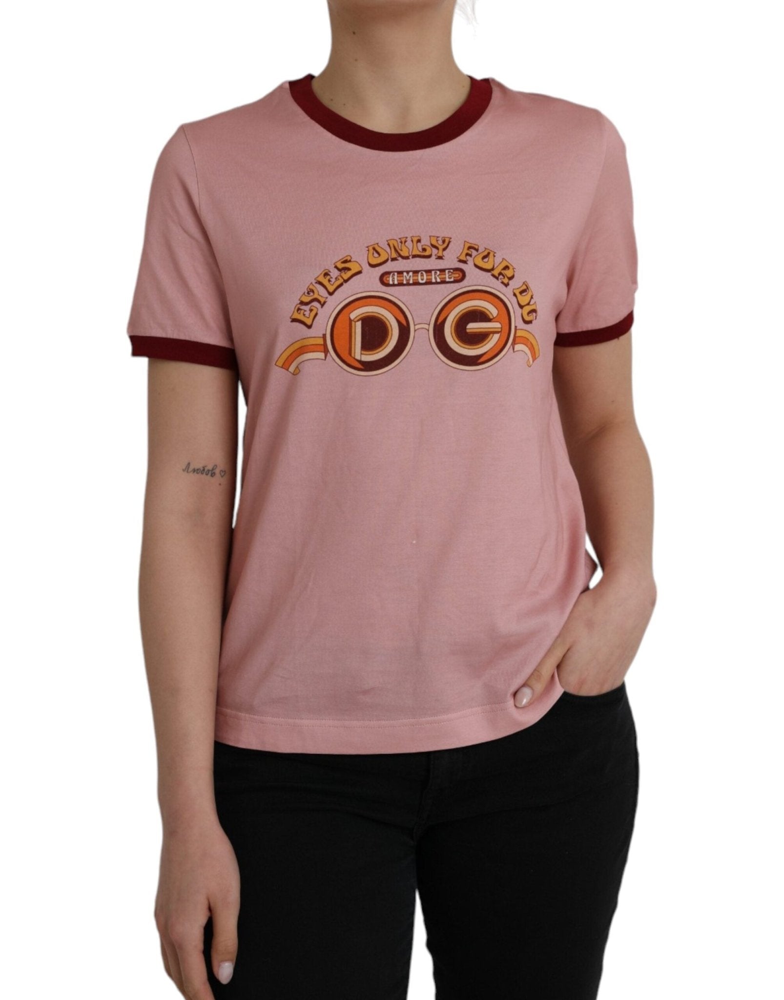 Dolce & Gabbana Pink Cotton Short Sleeves Crew Neck T-shirt – IT36 | XS par Dolce & Gabbana | Disponible sur Sandy Store ByNet