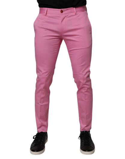 Dolce & Gabbana Pink Cotton Slim Fit Men Dress Formal Pants – IT48 | M par Dolce & Gabbana | Disponible sur Sandy Store ByNet