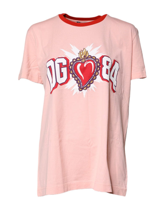 Dolce & Gabbana Pink D&G 84 Print Cotton Crew Neck T-shirt - Sandy Store ByNet