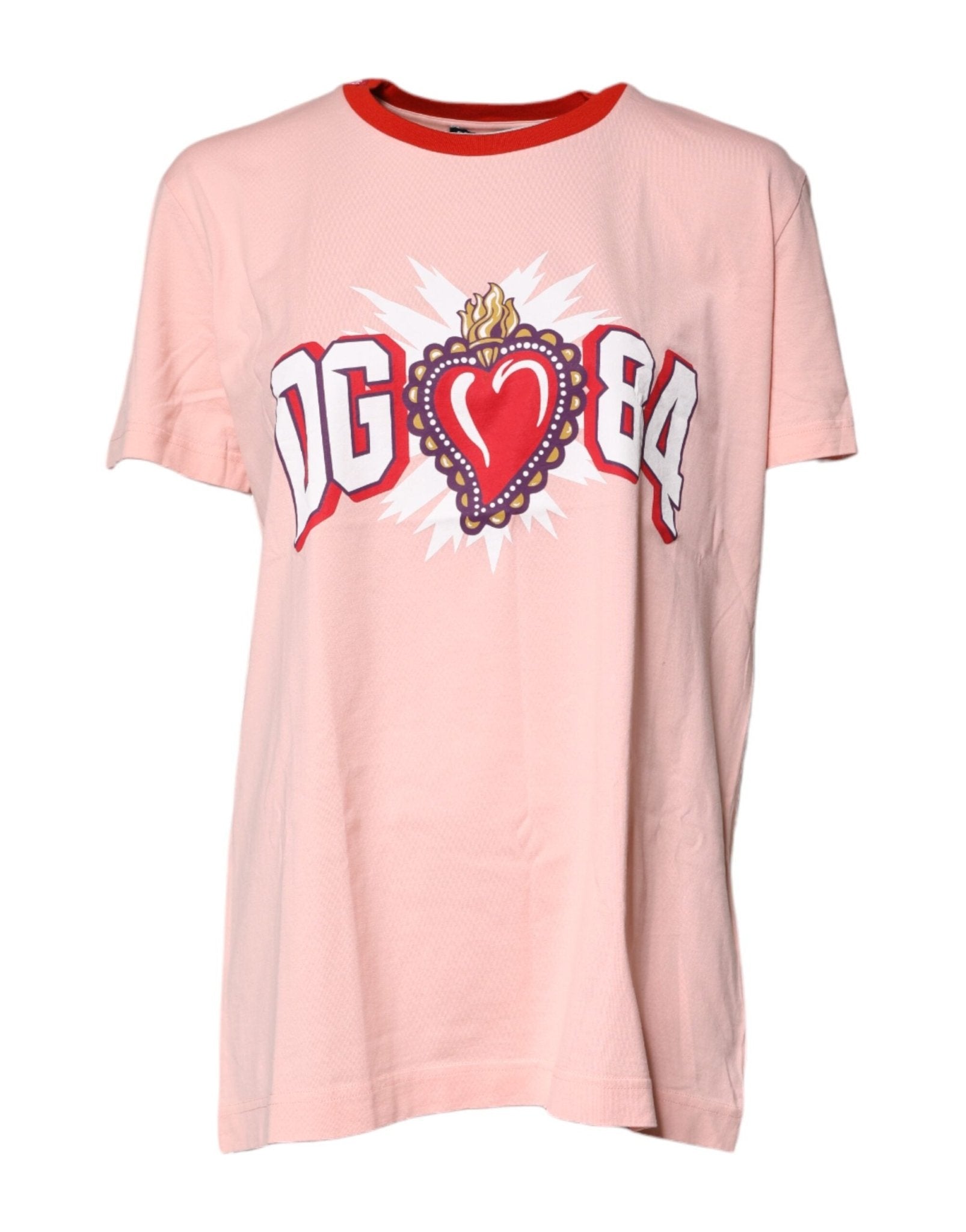Dolce & Gabbana Pink D&G 84 Print Cotton Crew Neck T-shirt - Sandy Store ByNet