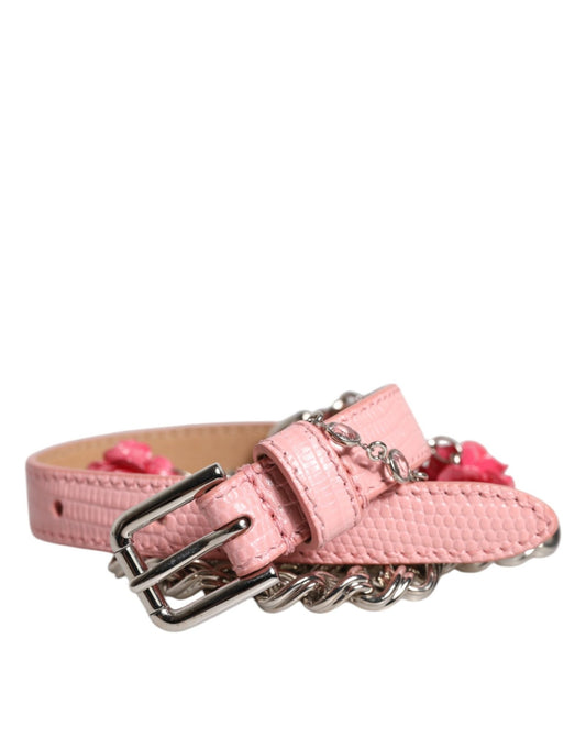 Dolce & Gabbana Pink Embelished Roses Textured Leather Belt – IT40|S par Dolce & Gabbana | Disponible sur Sandy Store ByNet