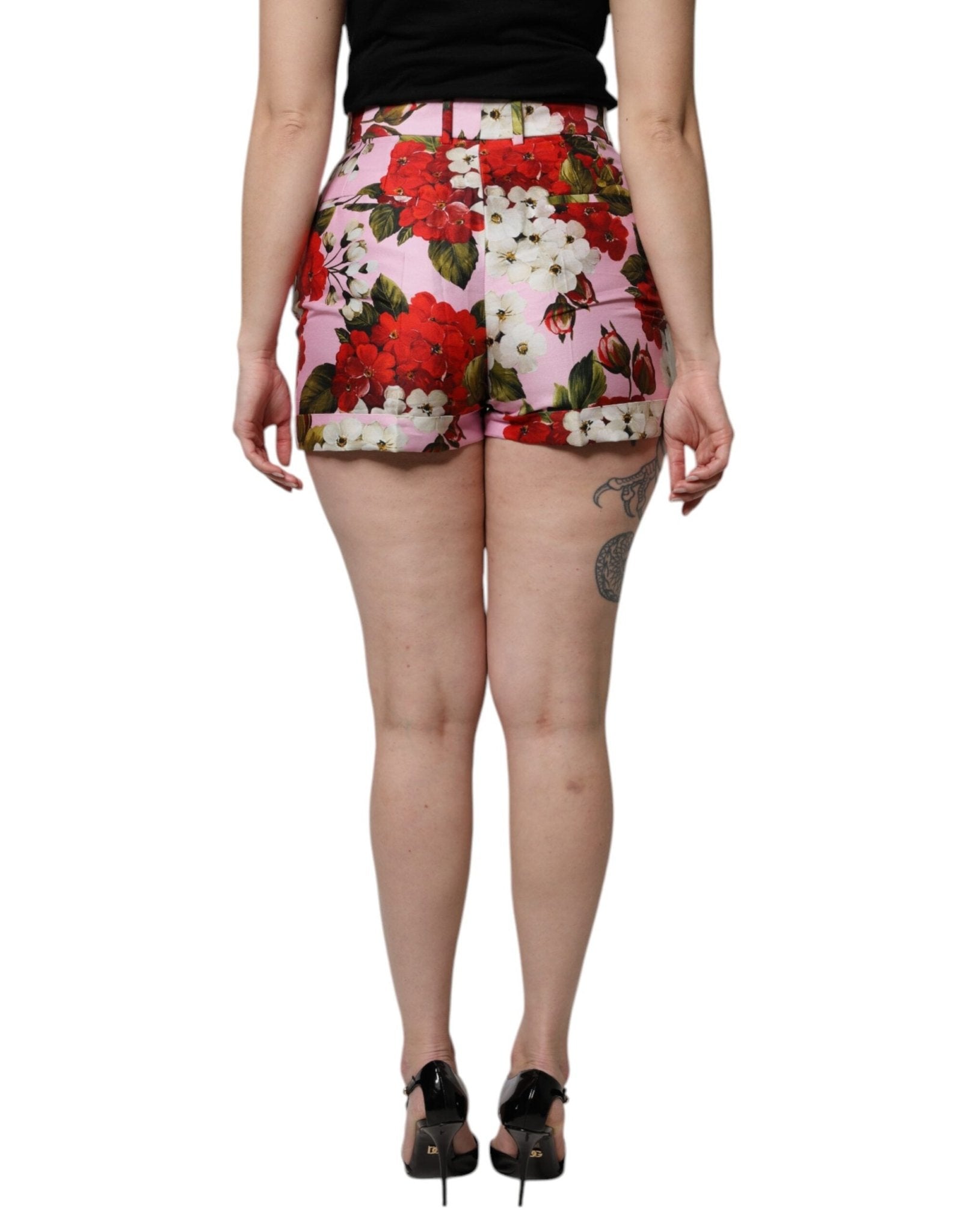 Dolce & Gabbana Pink Floral Print High Waist Hotpants Short - Sandy Store ByNet