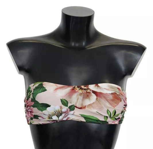 Dolce & Gabbana Pink Floral Print Swimsuit Beachwear Bikini Top – IT2 | S par Dolce & Gabbana | Disponible sur Sandy Store ByNet