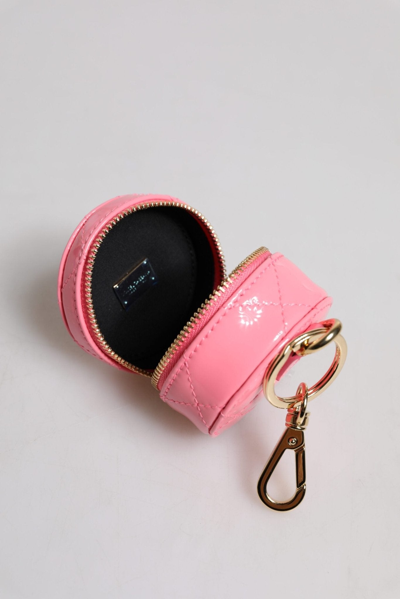 Dolce & Gabbana Pink Lamb Leather DG Crystal Round Coin Purse Wallet - Sandy Store ByNet