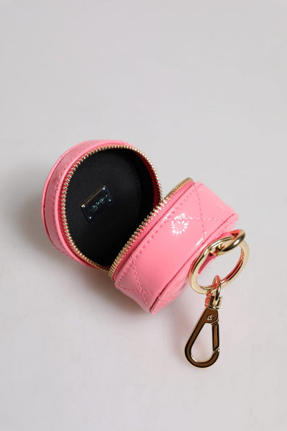 Dolce & Gabbana Pink Lamb Leather DG Crystal Round Coin Purse Wallet - Sandy Store ByNet