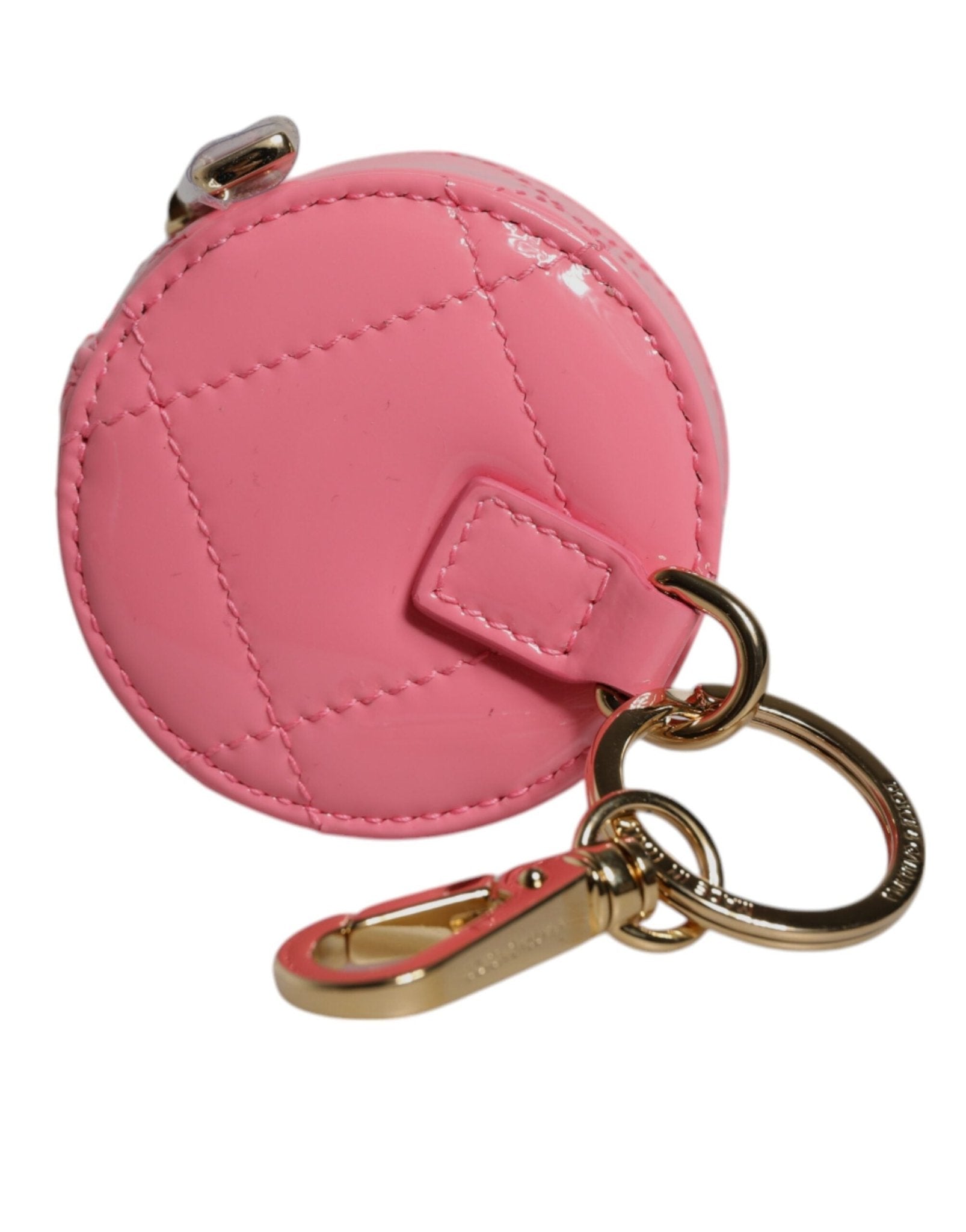 Dolce & Gabbana Pink Lamb Leather DG Crystal Round Coin Purse Wallet - Sandy Store ByNet