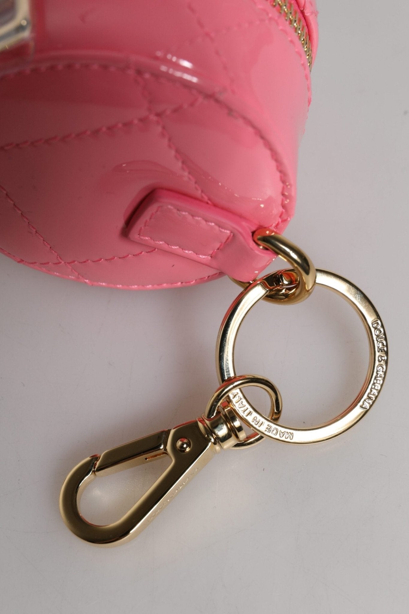 Dolce & Gabbana Pink Lamb Leather DG Crystal Round Coin Purse Wallet - Sandy Store ByNet