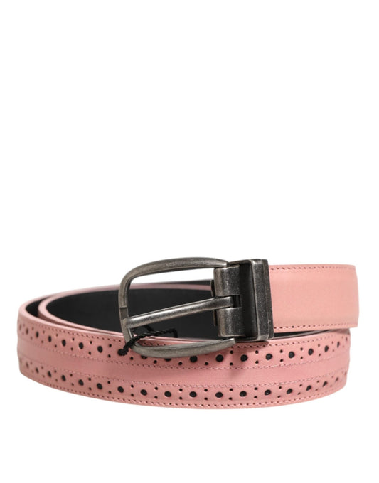 Dolce & Gabbana Pink Leather Perforated Detailing Buckle Belt – 95 cm / 38 Inches par Dolce & Gabbana | Disponible sur Sandy Store ByNet