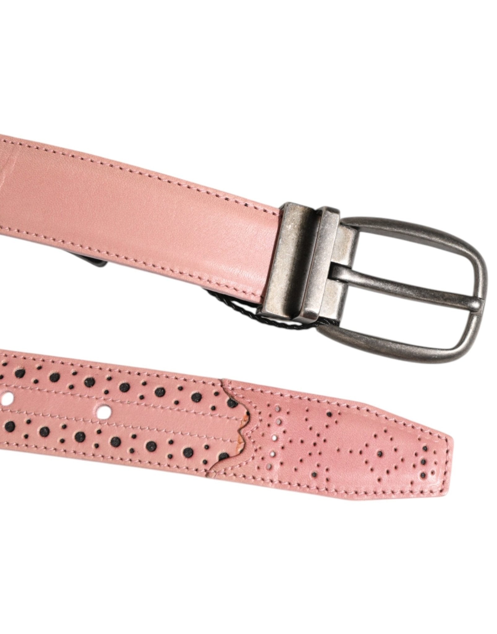 Dolce & Gabbana Pink Leather Perforated Detailing Buckle Belt – 95 cm / 38 Inches par Dolce & Gabbana | Disponible sur Sandy Store ByNet
