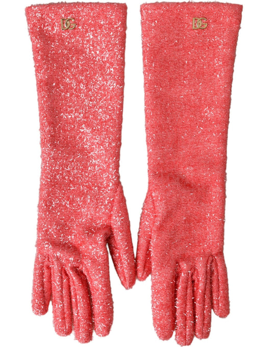 Dolce & Gabbana Pink Lurex Fantasia Mid Arm Length Gloves - Sandy Store ByNet