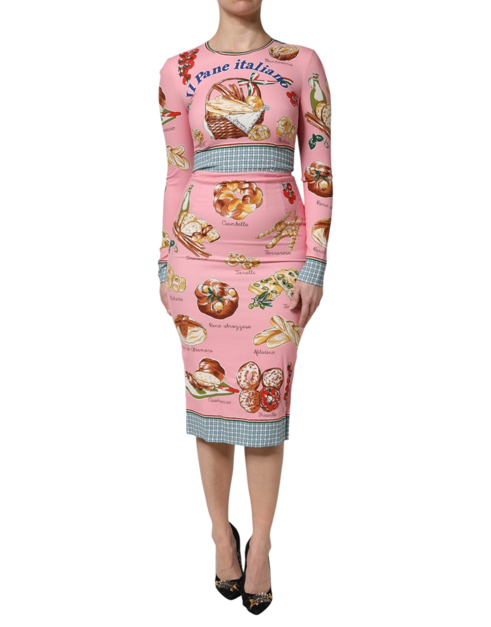 Dolce & Gabbana Pink Pastry Print Bodycon Sheath Midi Dress – IT36|XXS par Dolce & Gabbana | Disponible sur Sandy Store ByNet
