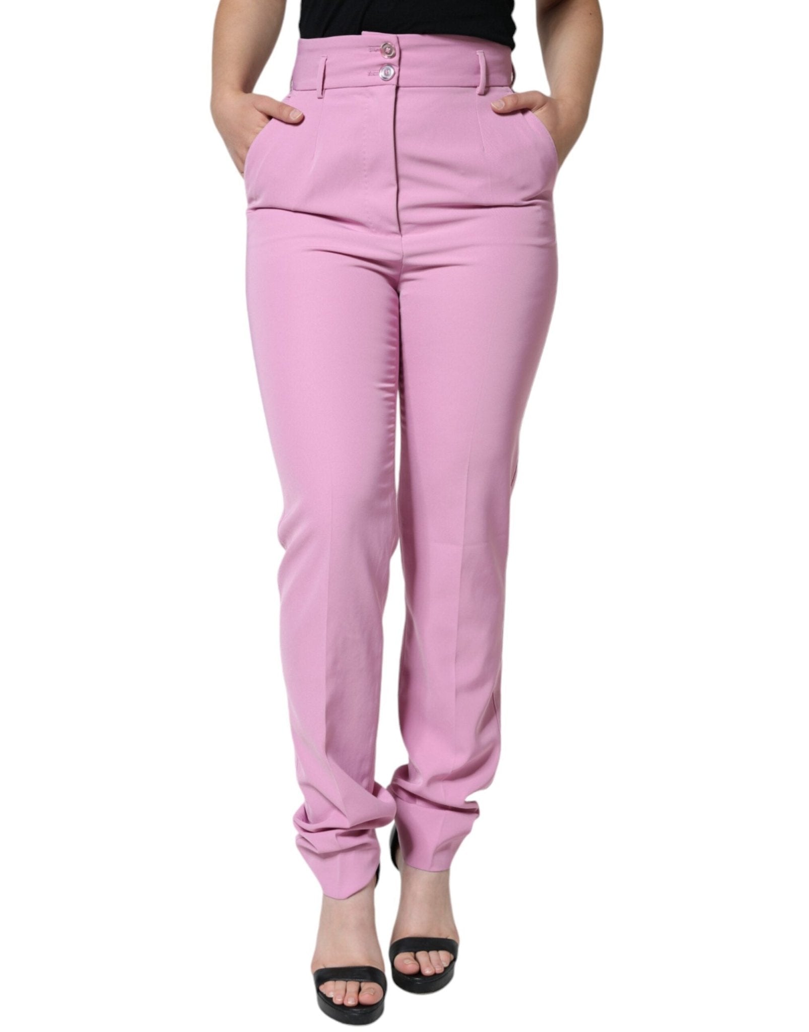 Dolce & Gabbana Pink Polyester High Waist Women Tapered Pants – IT42|M par Dolce & Gabbana | Disponible sur Sandy Store ByNet