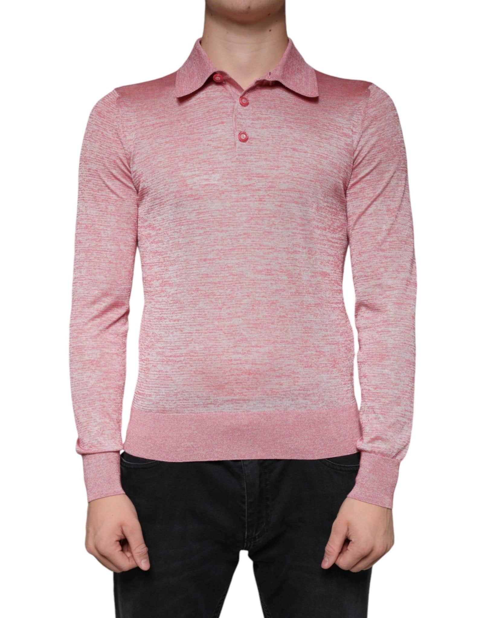 Dolce & Gabbana Pink Polyester Long Sleeve Men Polo T-shirt – IT44 | XS par Dolce & Gabbana | Disponible sur Sandy Store ByNet