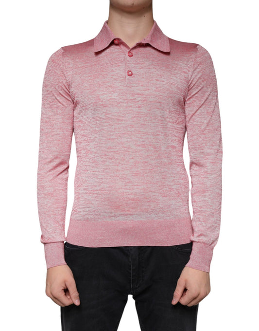 Dolce & Gabbana Pink Polyester Long Sleeve Men Polo T-shirt – IT44 | XS par Dolce & Gabbana | Disponible sur Sandy Store ByNet