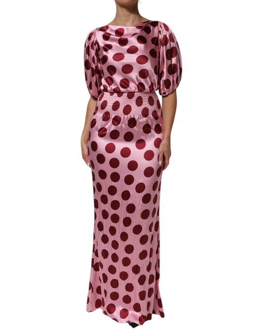 Dolce & Gabbana Pink Red Polka Dot Silk Satin Maxi Gown Dress – IT40|S par Dolce & Gabbana | Disponible sur Sandy Store ByNet