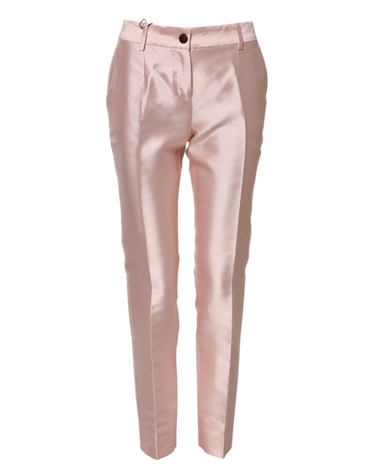 Dolce & Gabbana Pink Satin High Waist Tapered Pants – IT36|XXS par Dolce & Gabbana | Disponible sur Sandy Store ByNet