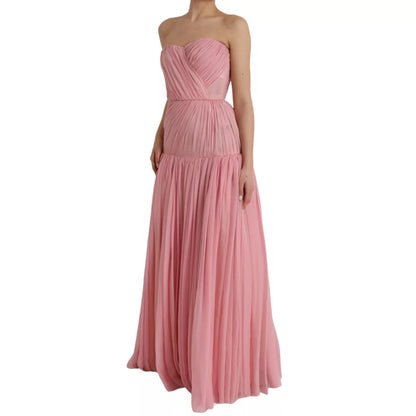 Dolce & Gabbana Pink Silk Strapless Maxi A - line Gown Dress – IT40|S par Dolce & Gabbana | Disponible sur Sandy Store ByNet