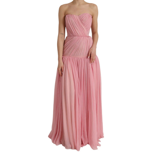 Dolce & Gabbana Pink Silk Strapless Maxi A - line Gown Dress – IT40|S par Dolce & Gabbana | Disponible sur Sandy Store ByNet