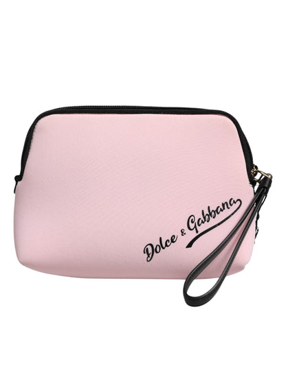 Dolce & Gabbana Pink Solid Nylon DG Logo Print Clutch Zip Borse Pouch Bag – par Dolce & Gabbana | Disponible sur Sandy Store ByNet