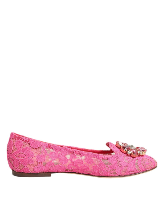 Dolce & Gabbana Pink Taormina Lace Crystals Flats Shoes – EU36/US5.5 par Dolce & Gabbana | Disponible sur Sandy Store ByNet