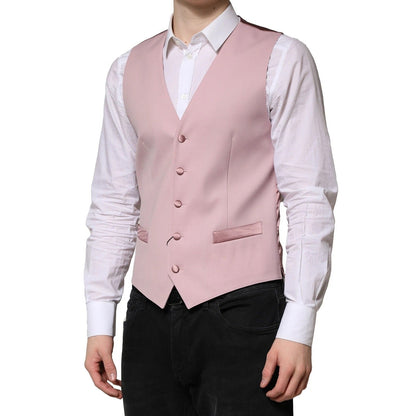 Dolce & Gabbana Pink Wool Dress Formal Men Waistcoat Vest – IT46 | S par Dolce & Gabbana | Disponible sur Sandy Store ByNet