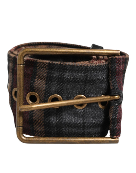 Dolce & Gabbana Plaid Fabric Logo Plate Brass Buckle Belt – 90 cm / 36 Inches par Dolce & Gabbana | Disponible sur Sandy Store ByNet