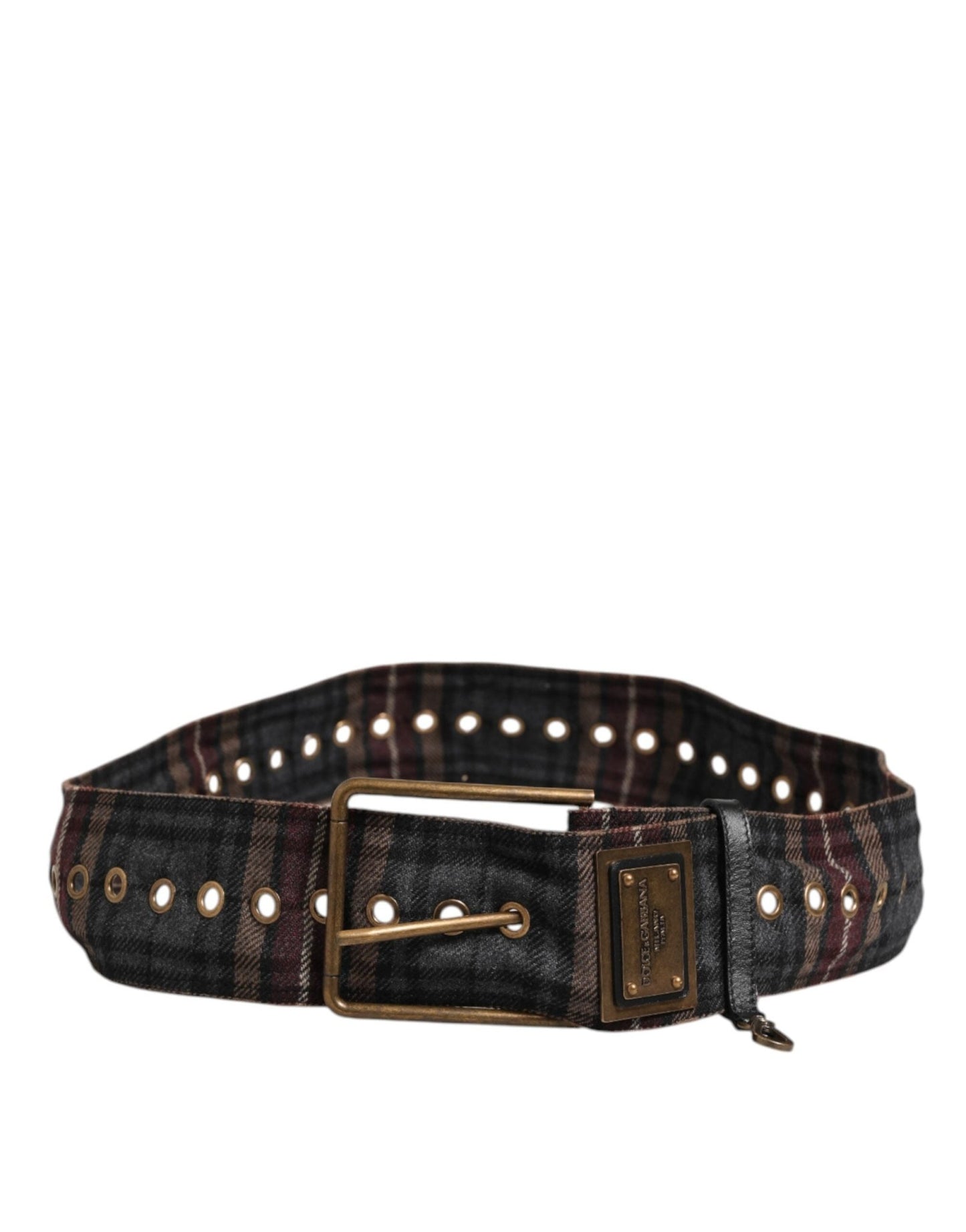 Dolce & Gabbana Plaid Fabric Logo Plate Brass Buckle Belt – 90 cm / 36 Inches par Dolce & Gabbana | Disponible sur Sandy Store ByNet